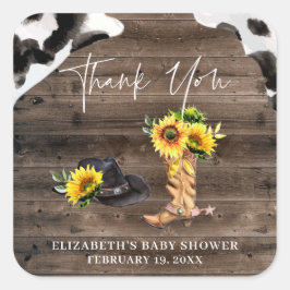 Sticker Carré Little Cowgirl | Western Baby shower Favour