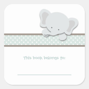 Sticker Carré Little Elephant {Turquoise} Plaques
