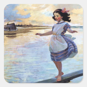 Sticker Carré « Little Eml'y » par Jessie Willcox Smith