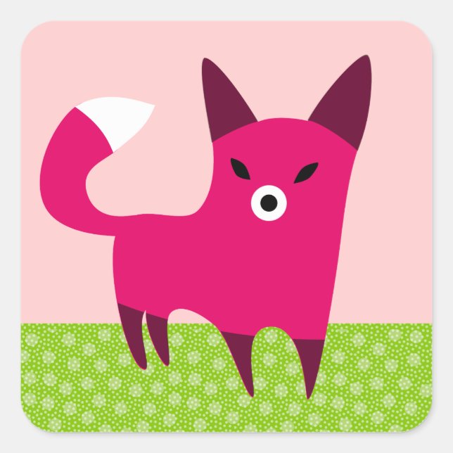 Sticker Carré Little Red Fox (Devant)