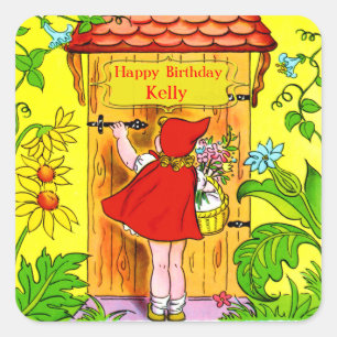 Sticker Carré Little Red Riding Hotels Visite d'anniversaire