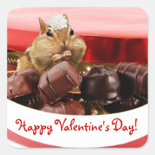 Sticker Carré Little Valentine Chipmunk