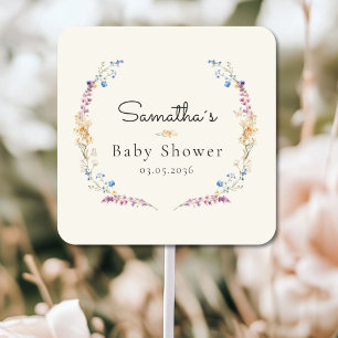 Sticker Carré Little Wildflower Boho Dream - Baby Shower