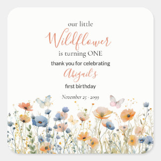 Sticker Carré Little Wildflower Butterfly Meadow 1st Birthday