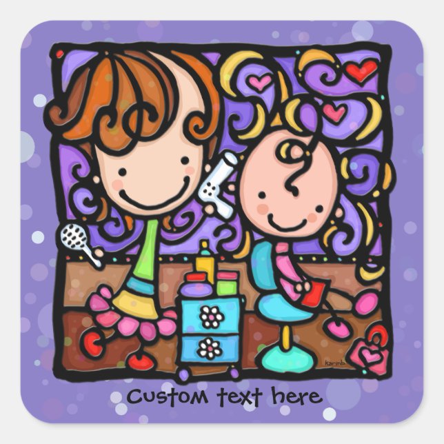 Sticker Carré LittleGirlie joue l'autocollant de POURPRE de (Devant)