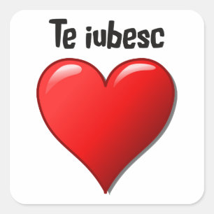 Sticker Carré L'iubesc - Je vous aime en roumain
