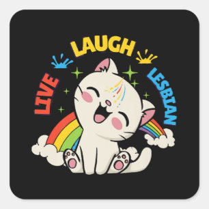 Sticker Carré Live Lauder Drapeau Lesbien Rainbow Pride Mois Ki