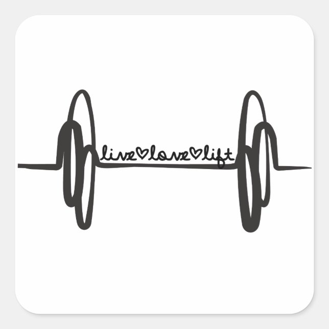Sticker Carré Live Love Lift Bar Noir (Devant)