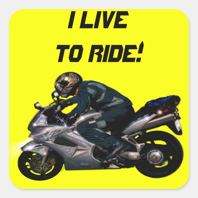 Sticker Carré Live To Ride Motorbiker (Devant)