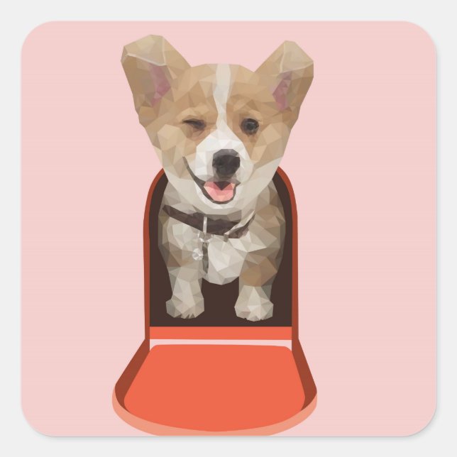 Sticker Carré Livraison de corgi (Devant)