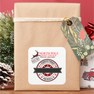 Sticker Carré Livraison du Pôle Nord mignon Noël