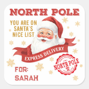 Sticker Carré Livraison Pôle Nord Express Santa Noël