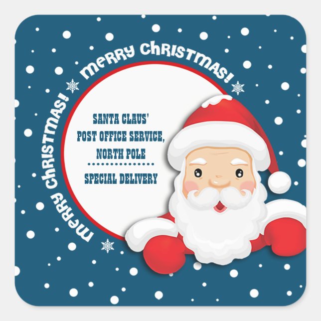 Sticker Carré Livraison spéciale du Noël du Pôle Nord (Devant)