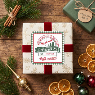 Sticker Carré Livraison spéciale du Père Noël au pôle Nord à car