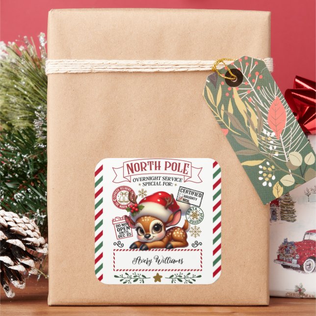 Sticker Carré Livraison spéciale Noël de Père Noël (vacances)