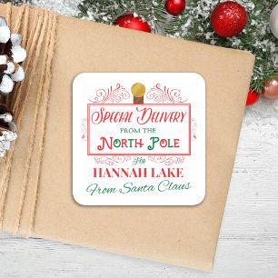 Sticker Carré Livraison spéciale personnalisée Noël