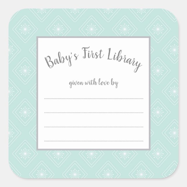 Sticker Carré Livre de baby shower géométrique Neutre de la Monn (Devant)