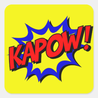Sticker Carré Livre de bande dessinée vintage Kapow Onomatopoeia