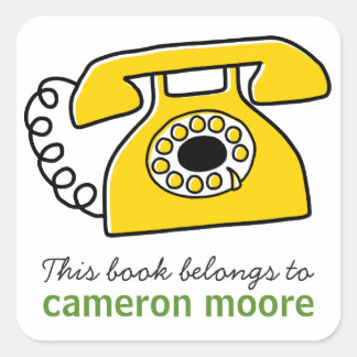 Sticker Carré Livre d'ex-libris personnalisé rétro par téléphone