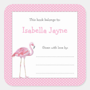 Sticker Carré Livre Flamant rose rose