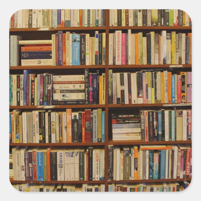 Sticker Carré Livres dans la bibliothèque (Devant)