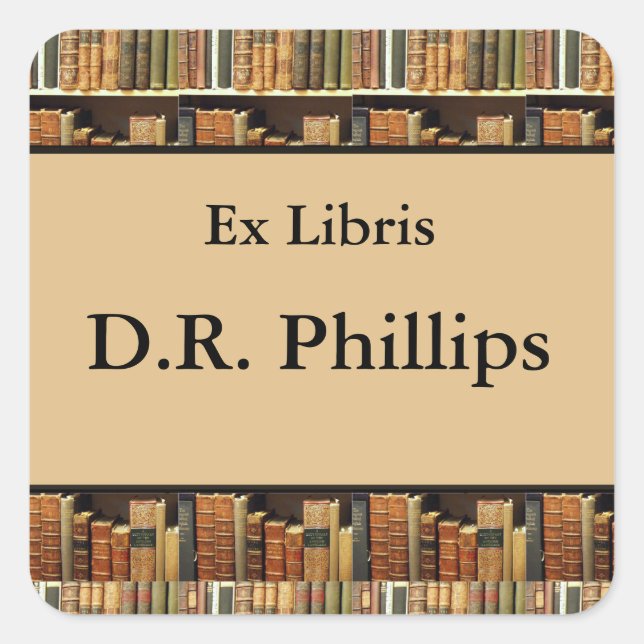 Sticker Carré Livres dans la bibliothèque (Devant)
