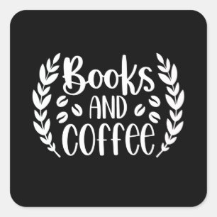 Sticker Carré Livres et café