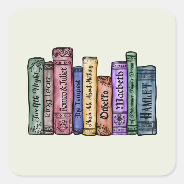 Sticker Carré Livres Shakespeare No.1 (Devant)