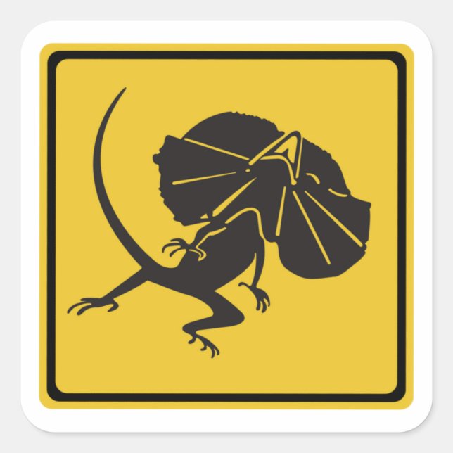 Sticker Carré Lizards à cou cassé, Signal de circulation, AU (Devant)