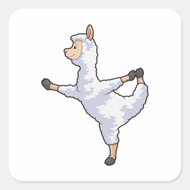 Sticker Carré Llama at yoga (Devant)