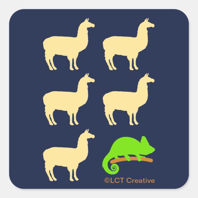 Sticker Carré Llama Llama Llama Llama Chameleon (Devant)