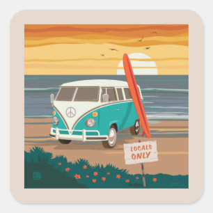 Sticker Carré Locaux uniquement   VW Surf Van