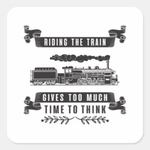 Sticker Carré Locomotive Chemins de Fer Trains Train Driver Idée