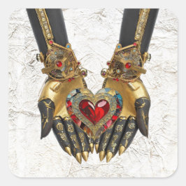 Sticker Carré L'offre - Coeur dans les mains