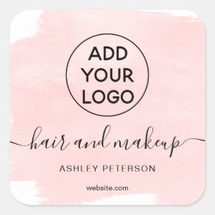 Sticker Carré Logo aquarelle brosse cheveux maquillage