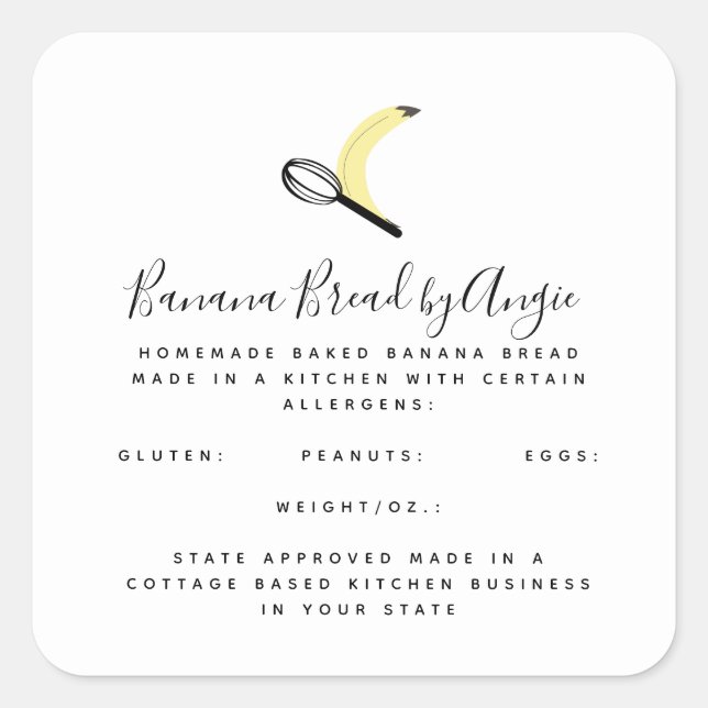 Sticker Carré Logo Banana Pain Maison Alimentation (Devant)