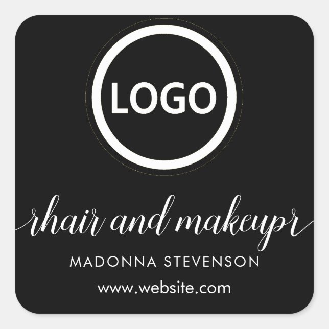 Sticker Carré Logo Blush Black Typographie simple maquillage che (Devant)