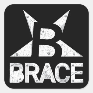 Sticker Carré Logo BRACE 'Classic', texte blanc sur noir