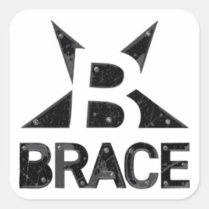 Sticker Carré Logo BRACE 'Classic', Texte noir sur blanc