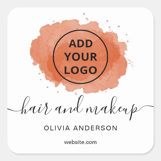 Sticker Carré Logo Brown brosse typographie maquillage cheveux (Devant)