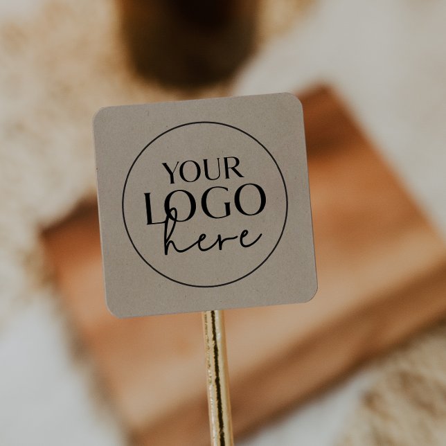 Sticker Carré Logo Chic Faux Kraft Personnalisé Petite Entrepris (Créateur téléchargé)
