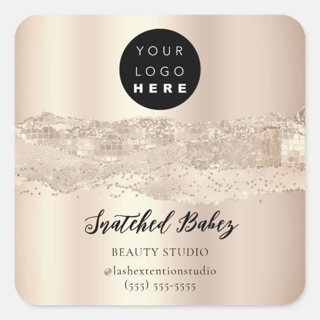 Sticker Carré Logo Code QR Merci frappe la Parties scintillant R (Devant)