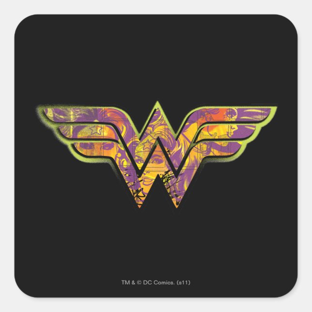 Sticker Carré Logo couleur Wonder Woman (Devant)