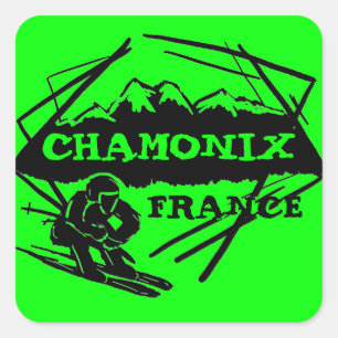 Sticker Carré Logo d'art de Chamonix France vert vif