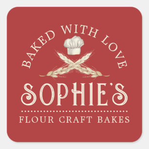 Sticker Carré Logo de Baker boulangerie pâtisserie Chef Étiquett