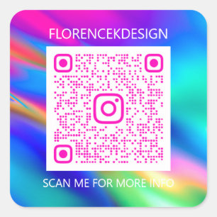 Sticker Carré Logo de code QR personnalisé Magasiner Holographiq
