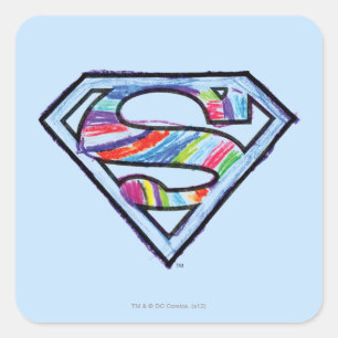Sticker Carré Logo de croquis couleur supergirl