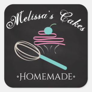 Sticker Carré Logo de gâteau Fouet Boulangerie Maison Tableau no