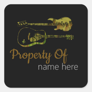 Sticker Carré Logo de Guitare Acoustique Personnalisé