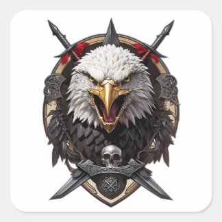 Sticker Carré Logo de la bannière de la tête d'aigle